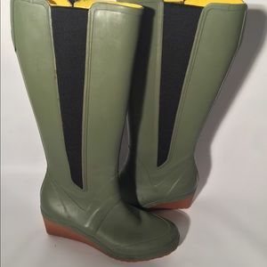 Knee high rubber rain boots